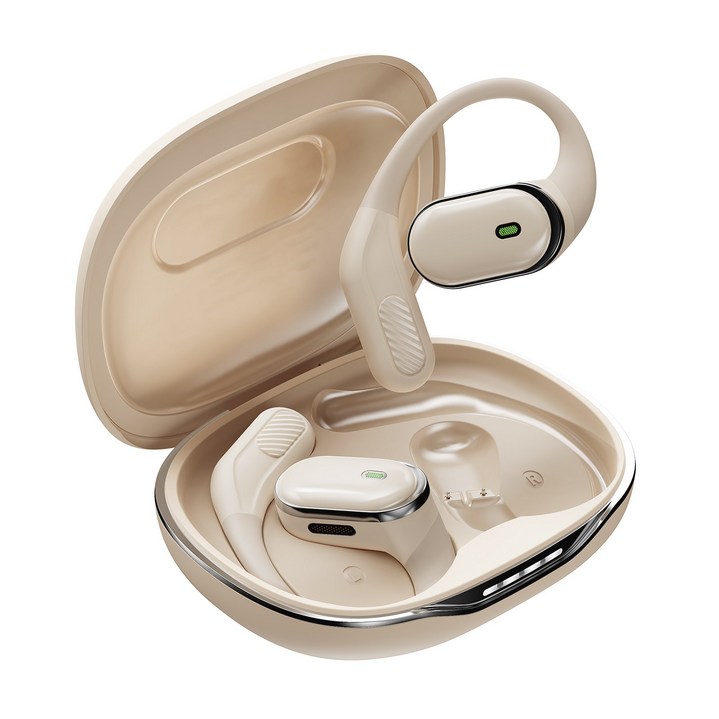 비파노 ACC ENC 노이즈캔슬링 HI-FI 오픈 귀걸이형 5.4 블루투스 이어폰, 아이보리, T6