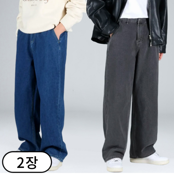 11 남자 빅사이즈 뒷 밴딩 데님 팬츠 세미 와이드 청바지 66912