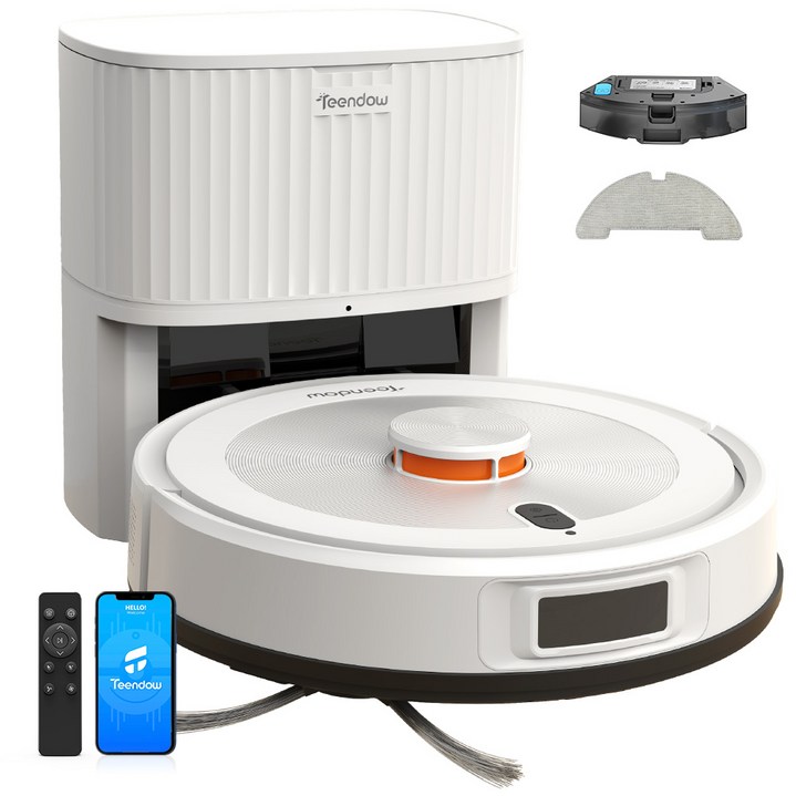 틴도우 올인원 물걸레 로봇청소기 먼지비움 LDS 센서 맵핑 기능 포함, 화이트, D10S Max