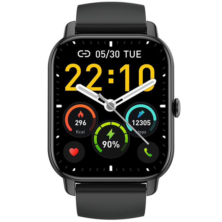 Donerton P66 전화 받기/걸기 가능한 블루투스 스마트워치 1.85인치 대형 화면 남녀 통용 손목 시계, 블루투스, 4.699cm, 블랙