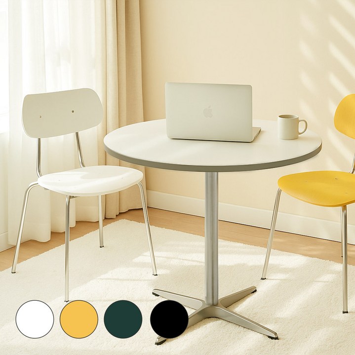 포스트모던 콜드브루 미드센츄리 카페 원형 테이블, 모던블랙실버