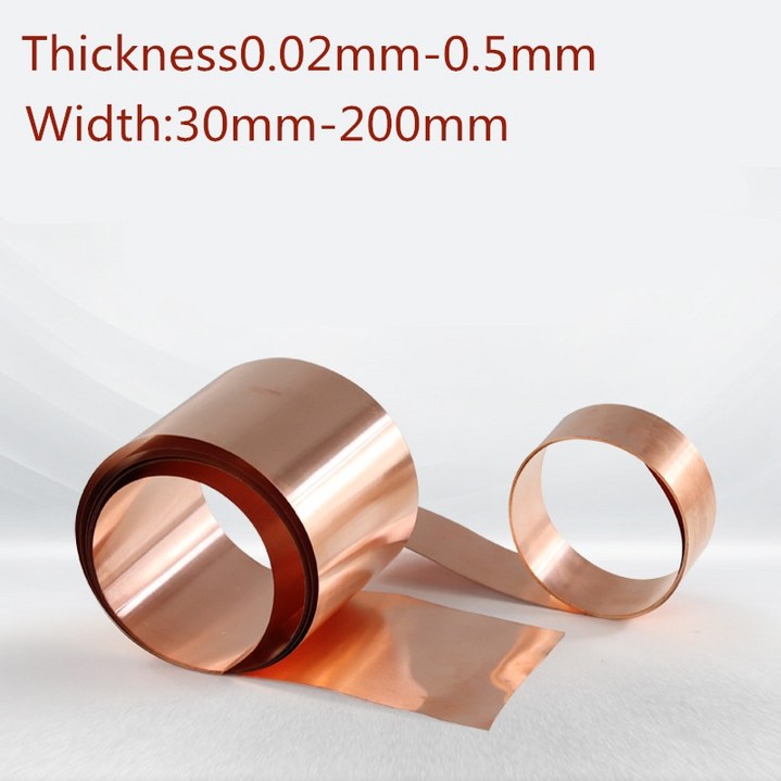 T2 1 미터 0.02-0.5mm 두께 구리 스트립 얇은 포일 접지 벨트 빨간색 보라색 시트 전도성 롤
