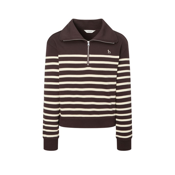 25FW [시즌오프][아이코닉] 루즈핏 스트라이프 반집업 스웨트셔츠 브라운 HSTS5D802W2