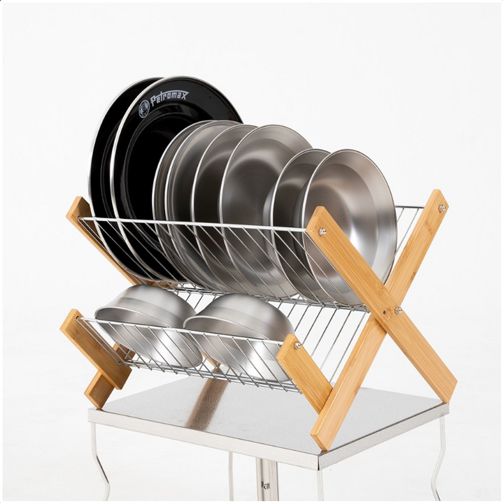 접이식 감성 캠핑 식기 건조대, 우드 스테인레스 캠핑용품