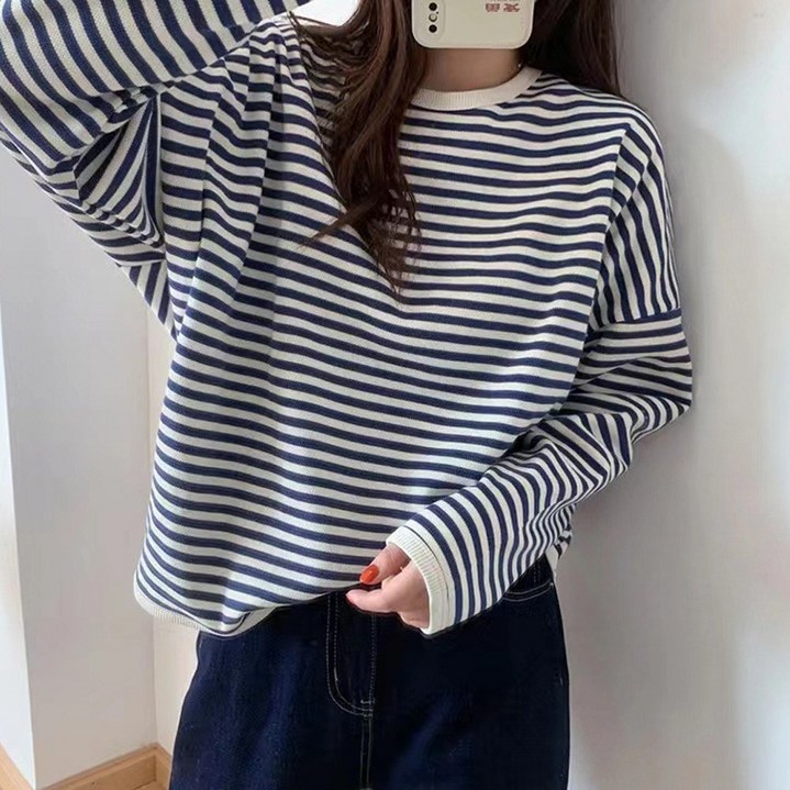 후암마켓 여성 스트라이프 랍빠 맨투맨