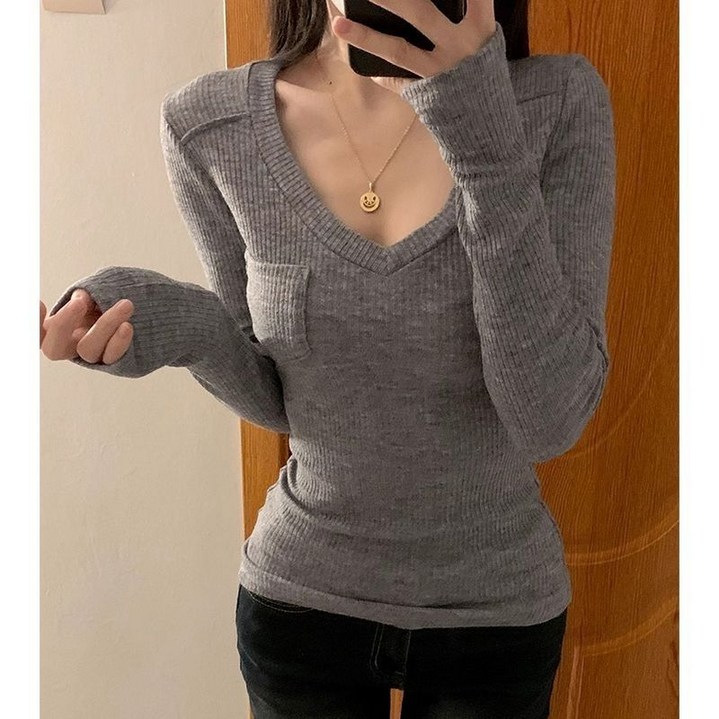 COSYEVNO 여성용 스웨터 가을 라운드 니트 빈티지 패션 루즈핏 심플 숏 캐주얼 슬림 상의 CXJnd-09