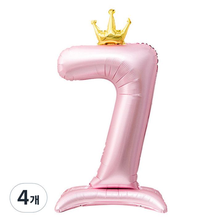 인블룸 대형 왕관 숫자7 스탠드 파티 풍선, 핑크, 4개