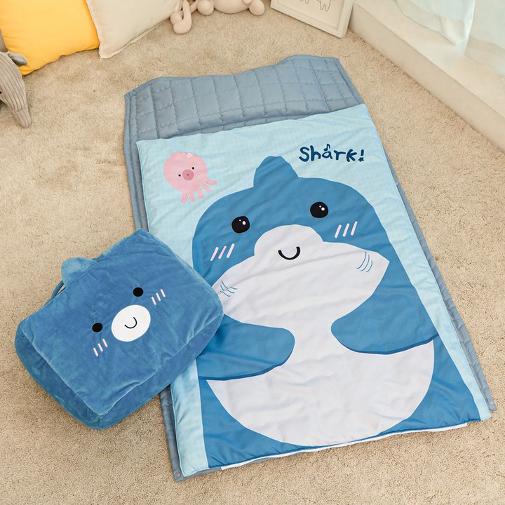 아기낮잠이불 에일린키즈 에코 항균 낮잠이불세트 일체형 + 낮잠이불 보관 가방, 죠디(블루)