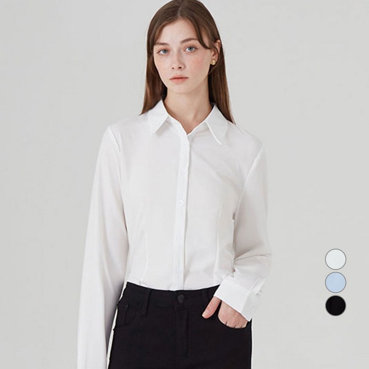 ELLE PARIS 여성용 슬림핏 구김없는 링클프리 셔츠 블라우스