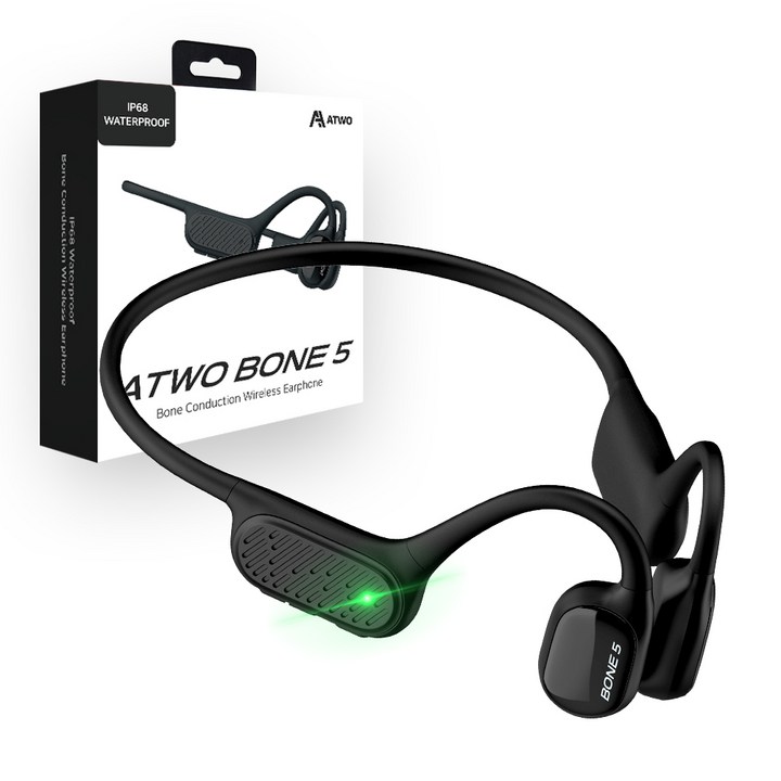 에이투 BONE5 블루투스 오픈형 무선 넥밴드 골전도 이어폰, ATWO BONE 5, 블랙