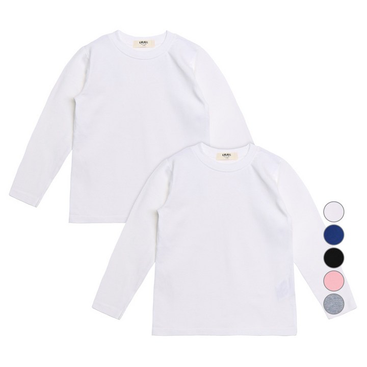 흰티 유라비 아동용 베이직 라운드 기본티셔츠 2p