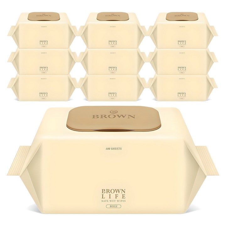 브라운라이프 베이지 엠보싱 대용량 물티슈 캡형