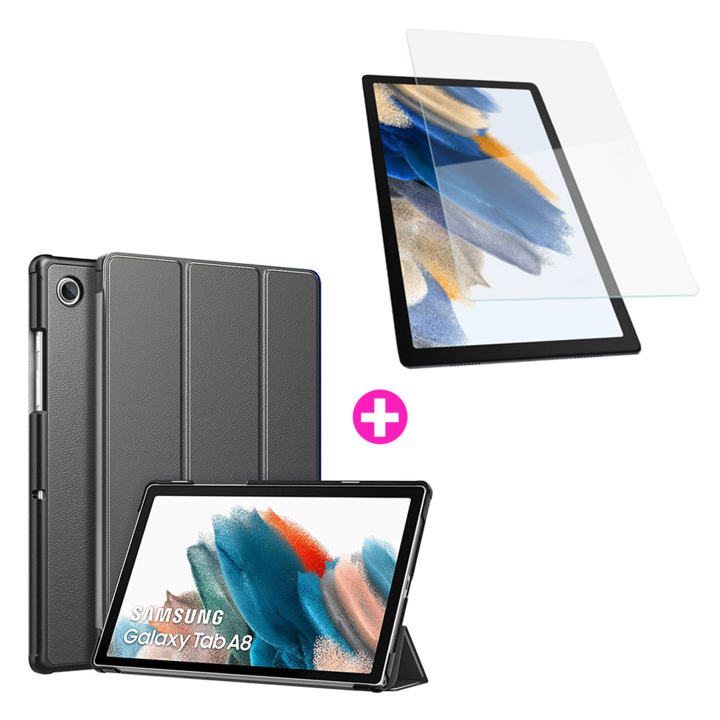 아야 갤럭시 탭 A8 10.5 SM-X200 스마트 북커버 케이스 + 액정 강화유리, 1개