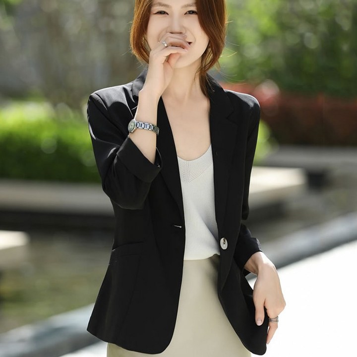 여름 얇은 린넨 여성 캐주얼 정장 재킷 루즈핏 시원한 세미정장 날씬해 보이는 슬림핏 자외선 차단 9부 소매 상의