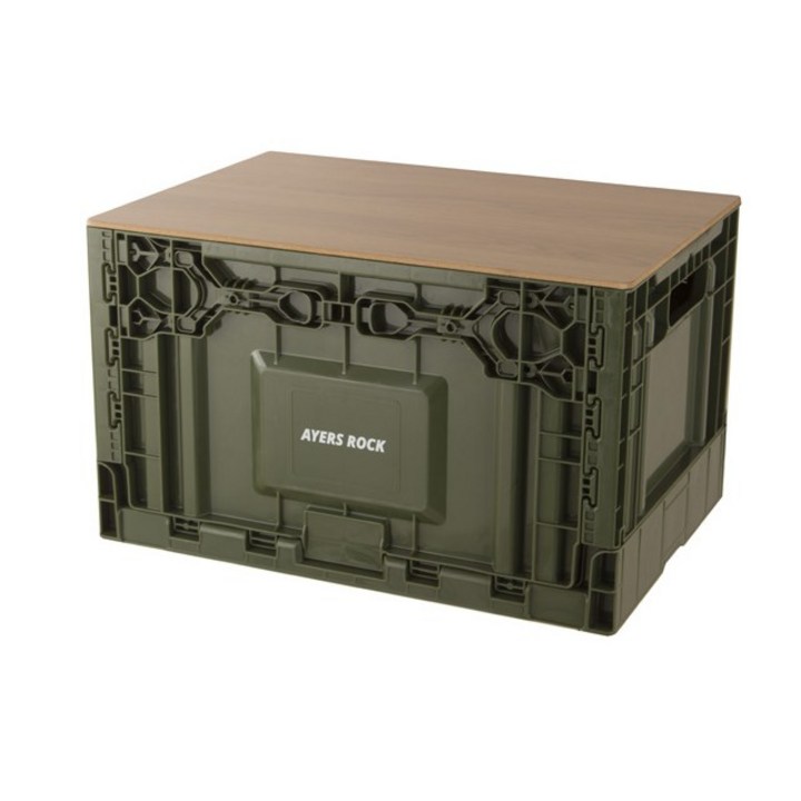 에어즈락 캠핑 폴딩박스 오픈형, 박스 올리브그린 + 상판 포켓 고무탭