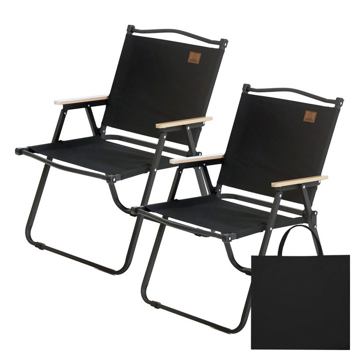 접이식야외의자 1+1 베어하이크 릴렉스 접이식 경량 캠핑 의자 대형, 블랙, 2개