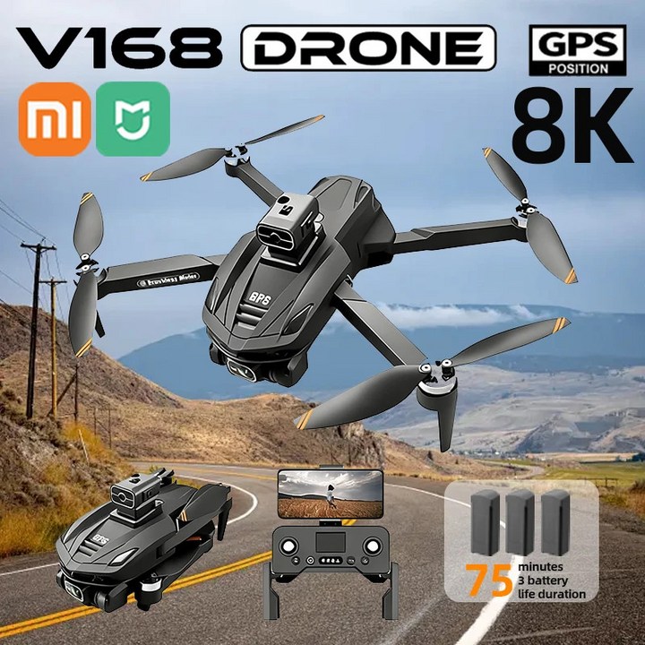 GPS탑재 접이식 드론 초급 중급 샤오미 미지아 V168 8K 3배터리, 1개, 블랙-8K-2S 배터리 3