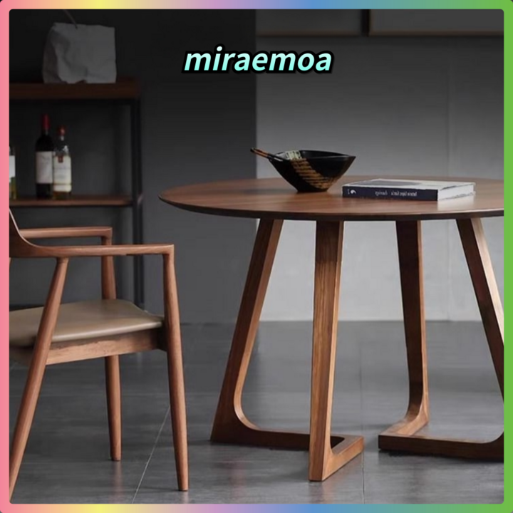 miraemoa 원목 원형 테이블 월넛 식탁 라운드 테이블 카페 커피숍