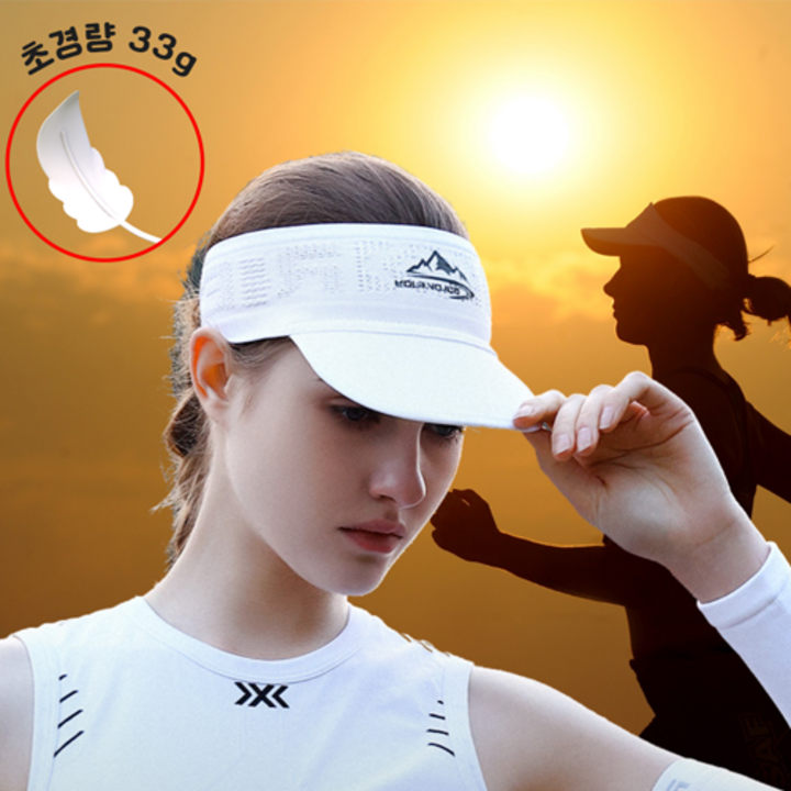슈아미 초경량 런닝 스포츠 썬캡 모자 마라톤 러닝 등산 33g, 화이트