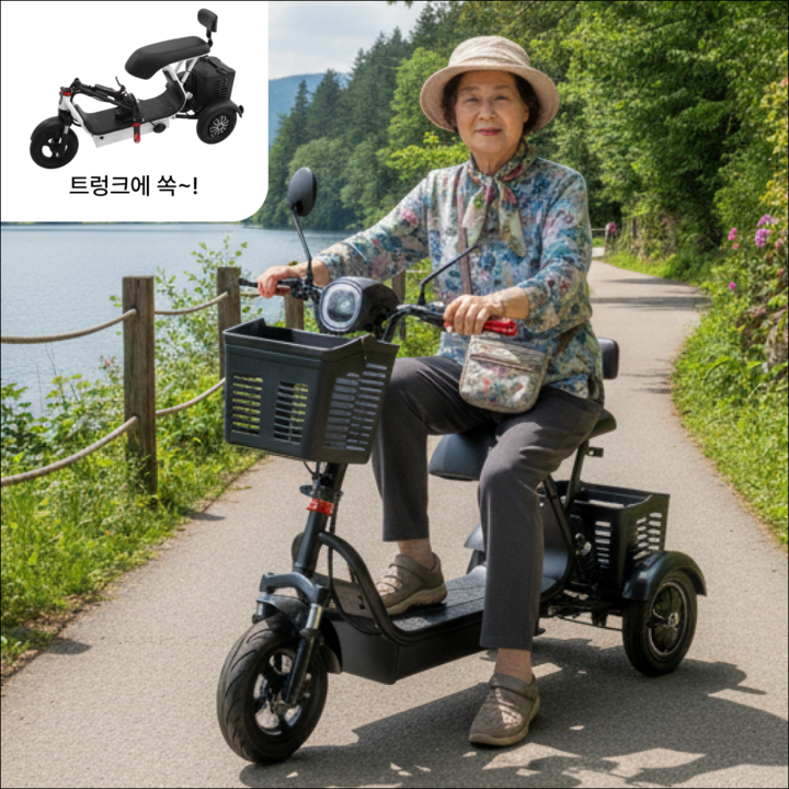 폴디온 3륜 접이식 전기 바이크 자토바이 어르신 스쿠터