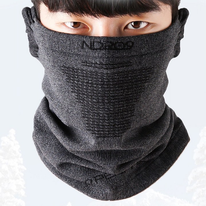 겨울 넥워머 귀덮개 귀가리개 겸용 방한 마스크, 1.BLACK