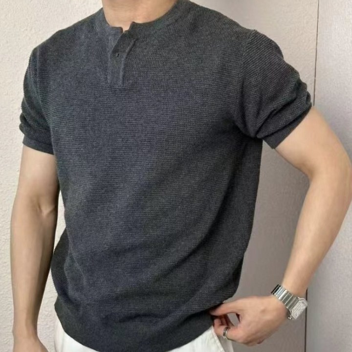 미스터먼쇼 남성 헨리넥 반팔 티셔츠 부드러운 순면100% 반팔티