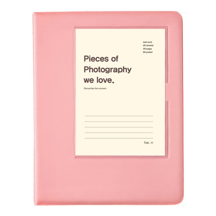 문구백서 비비드 4×6 포켓식 포토앨범, 핑크백색내지, 40매