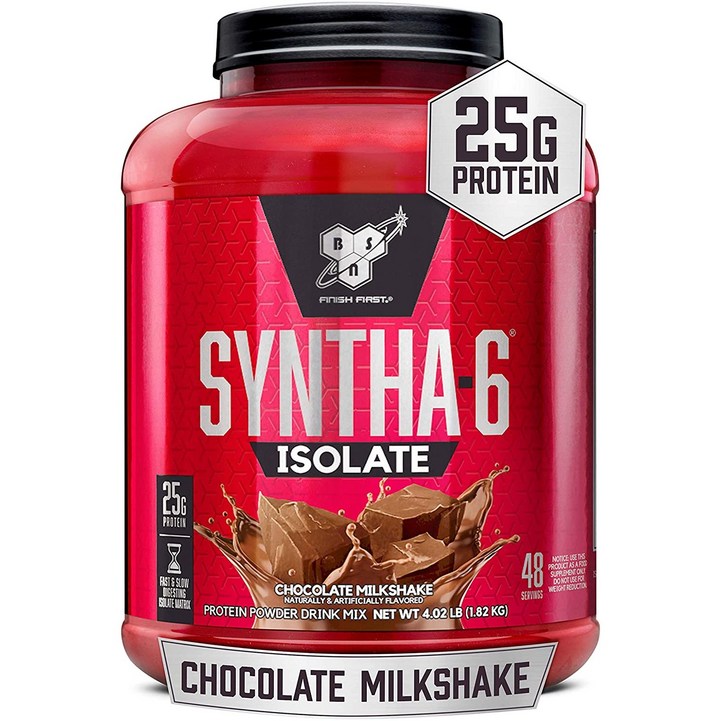 비에스엔 신타6 아이솔레이트 프로틴 파우더 드링크 믹스 단백질 보충제 초콜릿 밀크쉐이크, 1.82kg, 1개