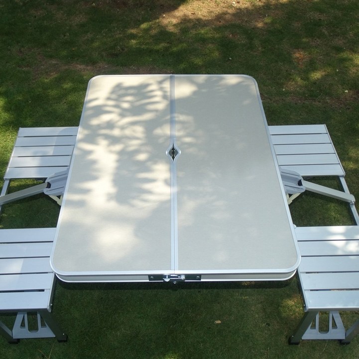 BBEDA 캠핑 차박 접이식 휴대용 의자 테이블 세트, 실버 20230314