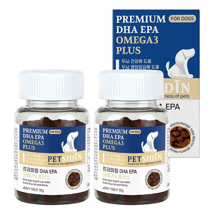 펫시딘 강아지 DHA EPA 오메가3 두뇌 건강 영양제, 혼합맛, 2개, 기타 - 투데이밈