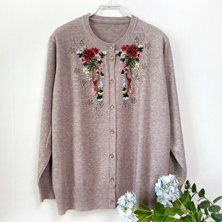 국민할매 엄마옷 꽃자수 따뜻한 니트 할머니 가디건BSTC1 할머니세타 스웨터 봄 가을 겨울 요양원옷