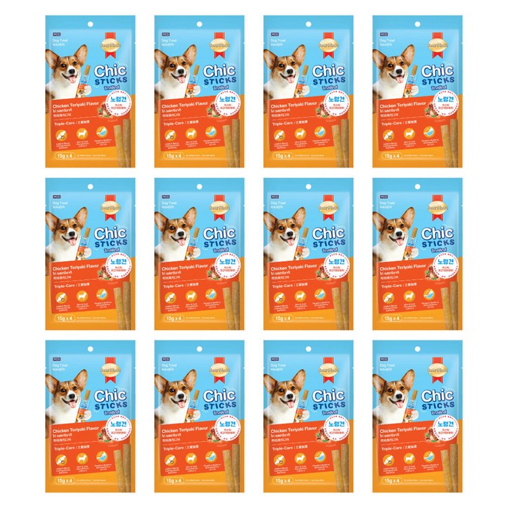 스마트하트 칙스틱 강아지 노령견 소프트 져키 간식 4p, 닭고기데리야끼, 60g, 12개 스마트하트 칙스틱 강아지 노령견 소프트 져키 간식 4p, 닭고기데리야끼, 60g, 12개