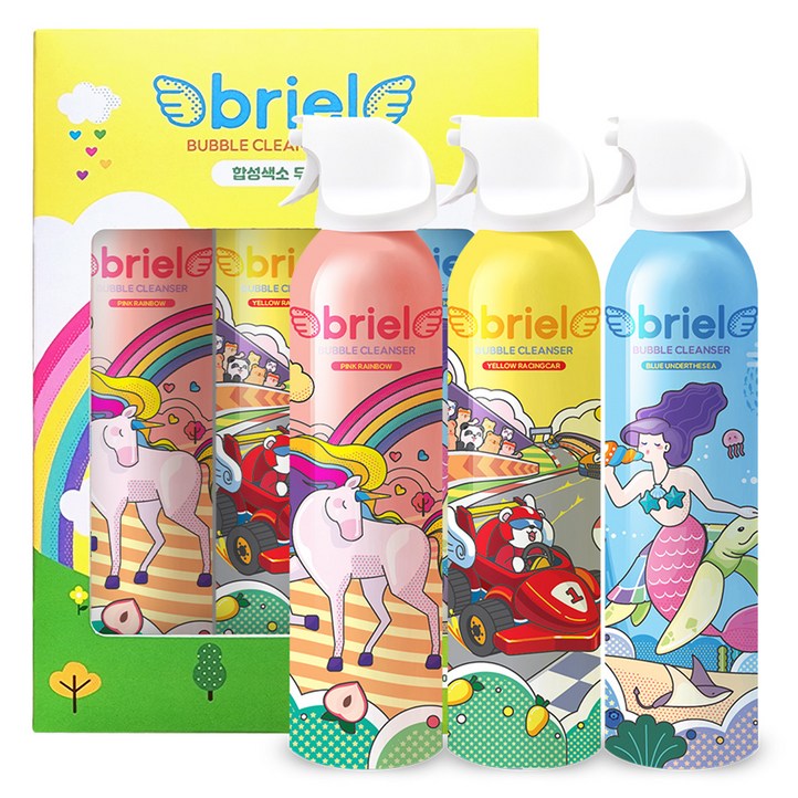 디보트브리엘 버블 클렌저 핑크레인보우  옐로우레이싱카  블루언더더씨 3종 세트, 600ml, 1세트