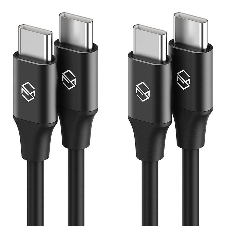 신지모루 C to C PD 고속충전 케이블 60W 2p, 블랙, 2m, 2개