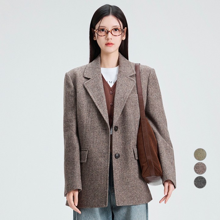 미쏘 여성용 테일러드 오버핏 울자켓