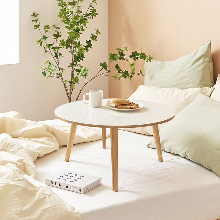 아이캔컴퍼니 원형 600 LPM 원목다리 폰드테이블