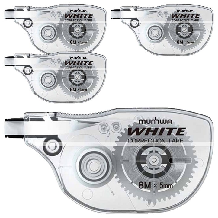 문화연필 수정테이프 5mm x 8M, 화이트, 4개