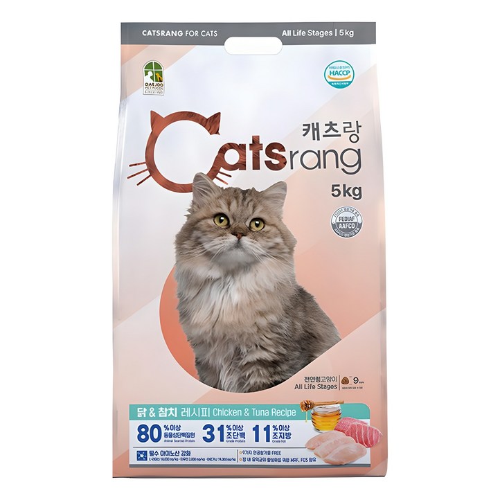 캐츠랑 전연령 고양이 건식사료, 닭참치, 5kg, 1개 캐츠랑 전연령 고양이 건식사료, 닭참치, 5kg, 1개