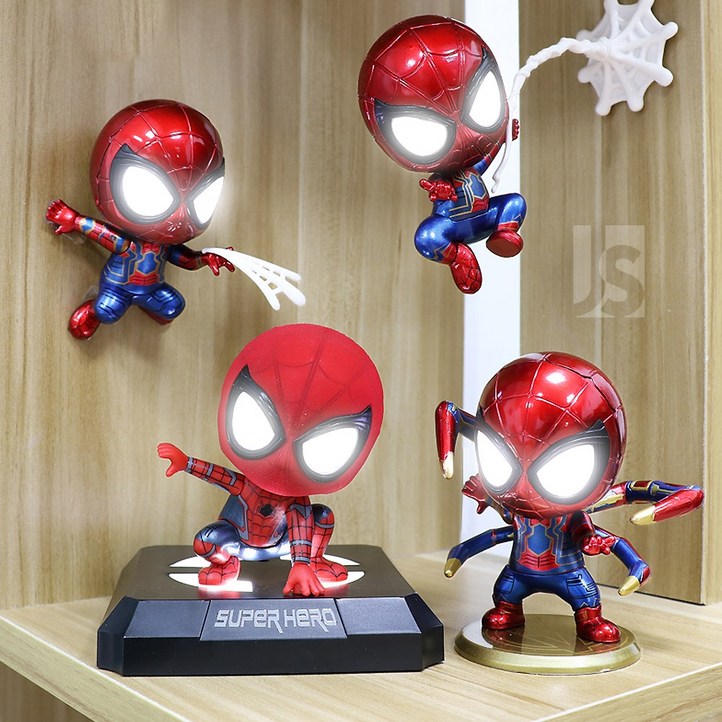 씨플 마블 어벤져스 자동차 인테리어 LED 라이트 스파이더맨 피규어 차량용 장식소품