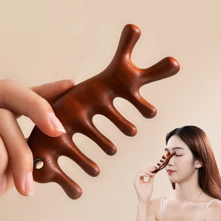더유즈 괄사 바디 얼굴 두피 마사지기 천연 원목, 원목, 1개