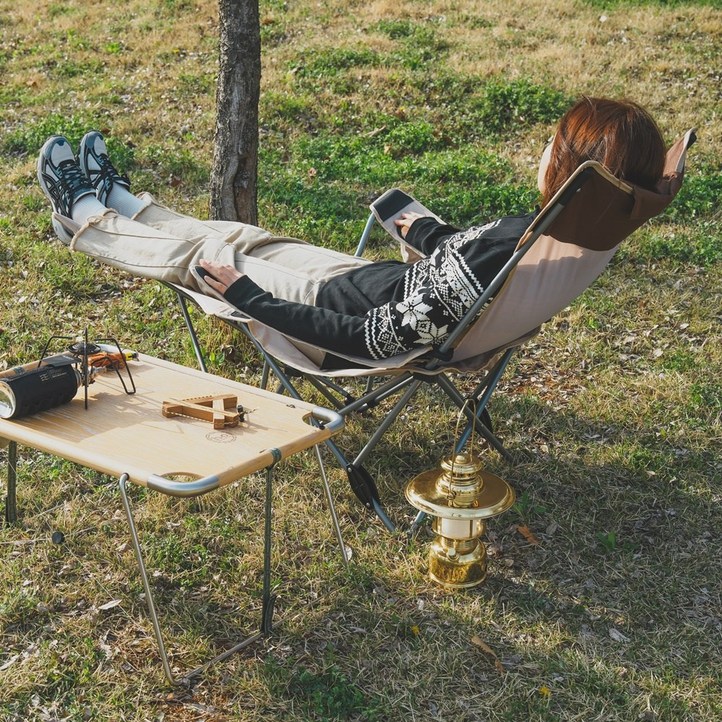 프와 캠핑의자 경량 로우 피크닉 감성 야외 롱 릴렉스체어, 베이지, 1개