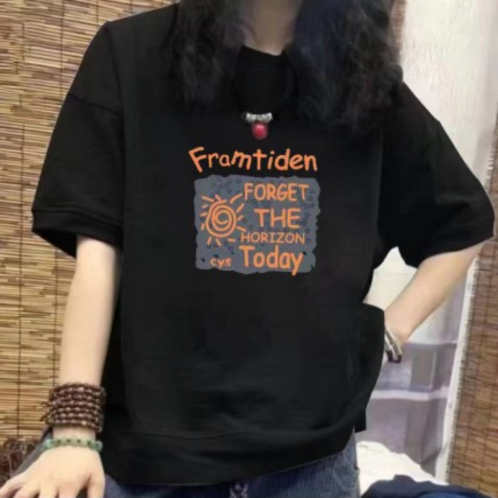 로루아 오버핏 반팔 맨투맨 티셔츠