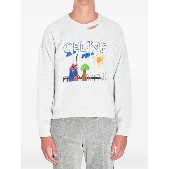 셀린느 래글런 소매 프린트 스웨트셔츠