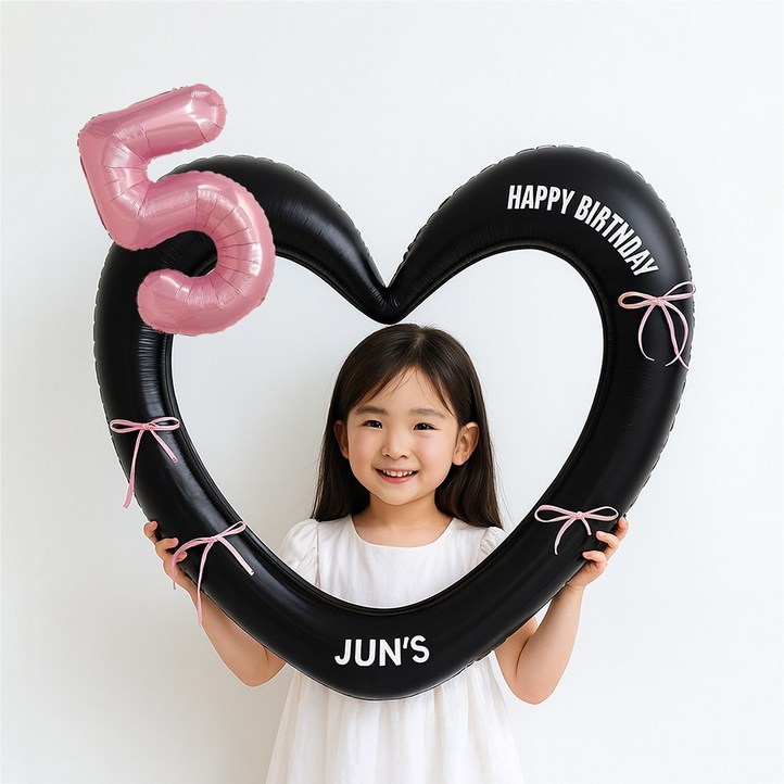 해피제이니 핑크 숫자 대형 하트풍선 생일파티용품세트프리레터링 시트지 포함