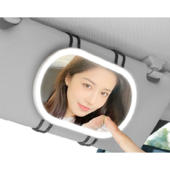 OMZ 자동차 선바이저 LED 화장 거울 휴대용 인테리어, 1개, 전차종화이트 OMZ 자동차 선바이저 LED 화장 거울 휴대용 인테리어, 1개, 전차종화이트