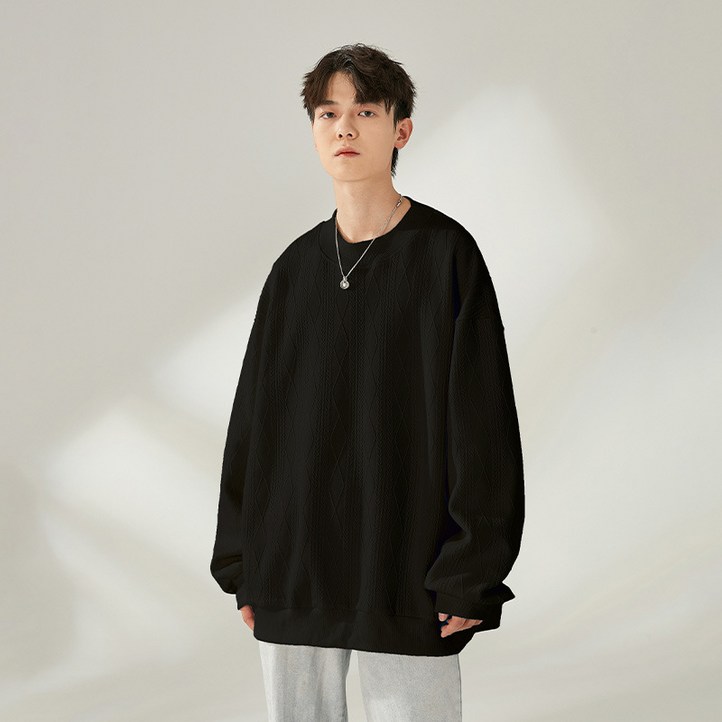 스타일닥터 남성 가을 마름모꼴 줄무늬 니트 라운드넥 보온 스웨터