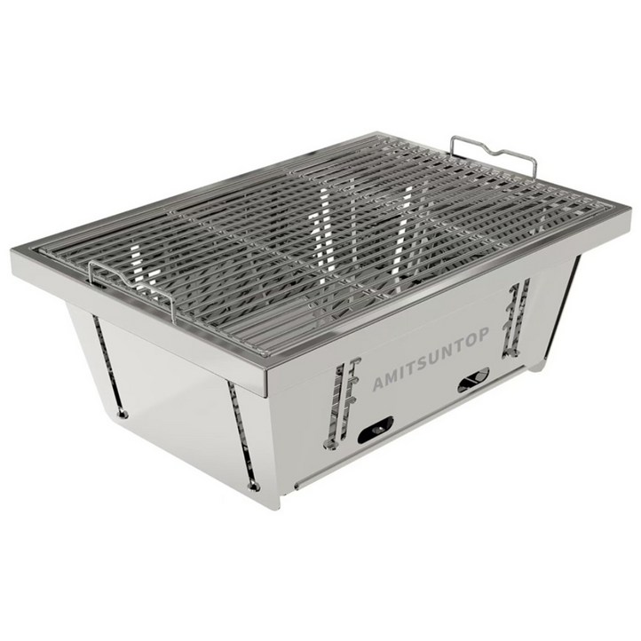 AMITSUNTOP 신속히 전개되는 손잡이달린 휴대용 접이식 바베큐 그릴,숯불 그릴, 1개