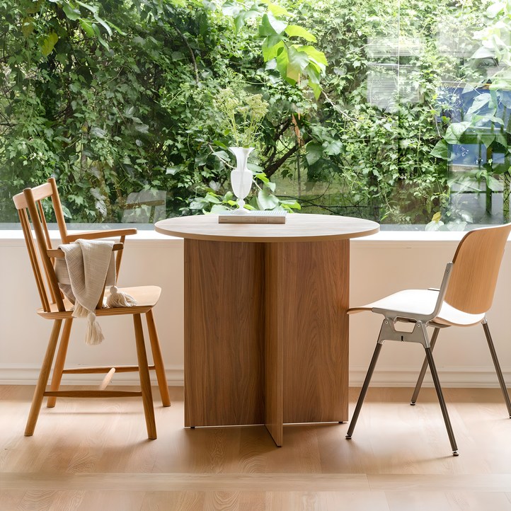 우드레이 홈카페 원형 테이블 800, 오크