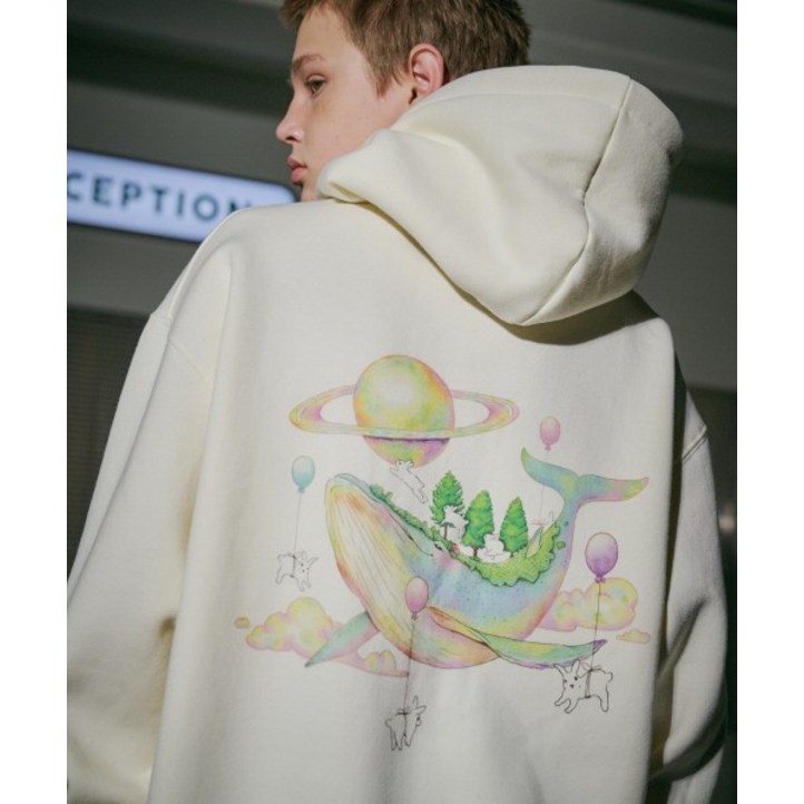 백화점,매장정품 꼼파뇨 DTP 하버 웨일 후드티 크림