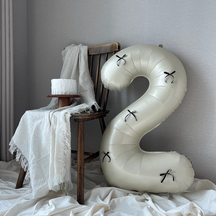 숫자풍선 생일풍선 대형 리본 생일파티용품 이벤트, 베이지블랙리본 숫자풍선 생일풍선 대형 리본 생일파티용품 이벤트, 베이지블랙리본
